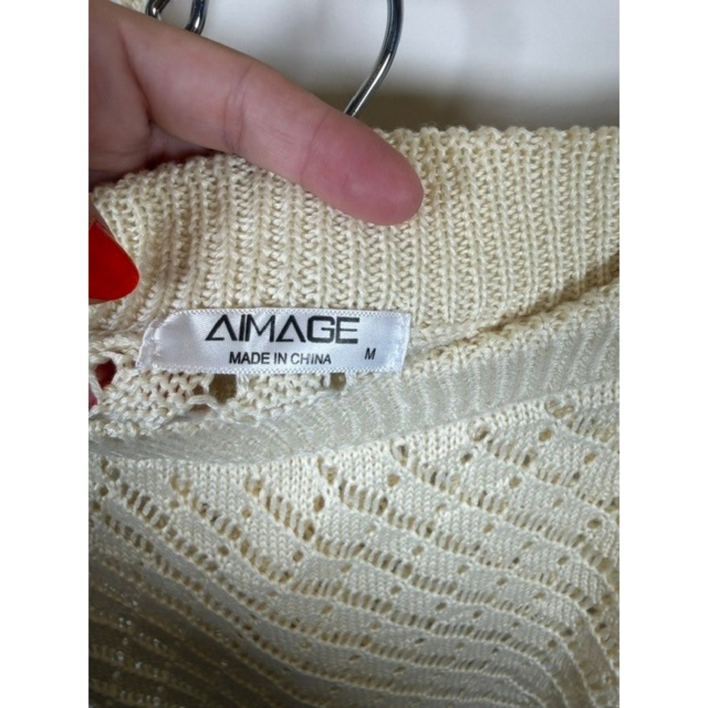 NWT AIMAGE Cream Crochet Knit 2-Piece Crop Top & Mini Skirt Set | Size M - Picture 5 of 14